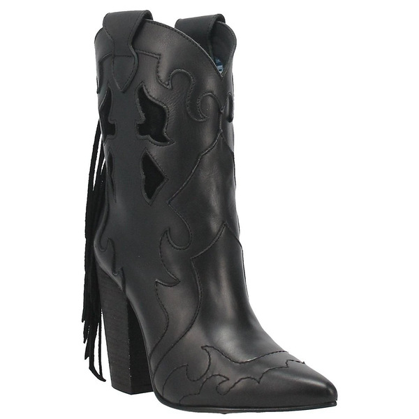 今季一番 日本未入荷 ディンゴ レディース シューズ ブーツ レインブーツ Black 全商品無料サイズ交換 Lady's Night Leather Flame Tassel Mid Western Boots rayeye.com rayeye.com