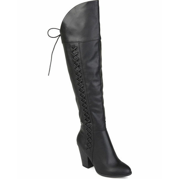 最安値で 美しい ジャーニーコレクション レディース シューズ ブーツ レインブーツ Black Leather 全商品無料サイズ交換 Women's Wide Calf Spritz-P Boot rayeye.com rayeye.com